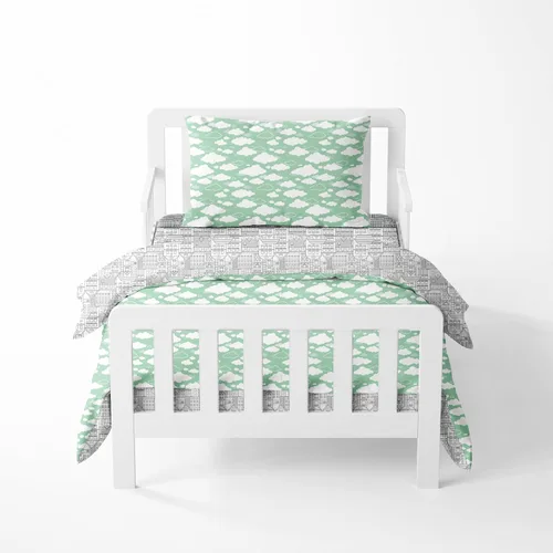 Vista 13 de Bacati Playful Foxs - Juego de ropa de cama neutra de 4 piezas, naranja/gris, 100% algodón, incluye edredón reversible, sábana bajera, sábana