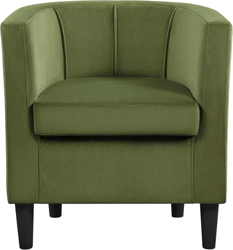Vista 10 de Topeakmart Elegant Style Club Accent - Silla de lectura tapizada de terciopelo para sala de estar, recepción, dormitorio, beige