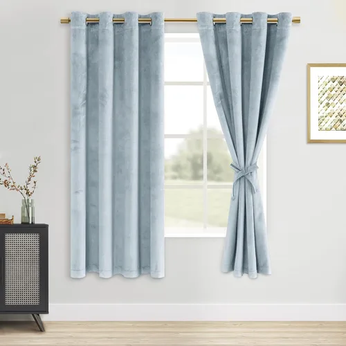 Vista 63 de DWCN - Juego de 2 paneles de cortina de terciopelo con ojales negros, tratamiento de ventanas con aislamiento térmico, apilables, decoración moderna