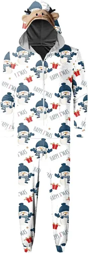 Vista 3 de AMXYFBK Conjunto de pijamas de Navidad a juego para la familia, con capucha, pijamas de Navidad para vacaciones familiares
