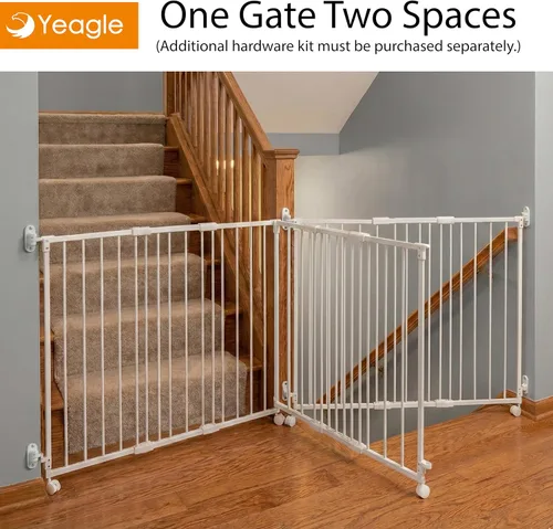 Vista 3 de Yeagle Protector enrollable extensible, puerta ajustable para perros de 33 a 51 pulgadas para escaleras, puertas, pasillos, sin riel inferior