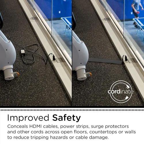 Vista 3 de Cordinate - Cubierta de cable de piso de 6 pies, protector de cable, oculta cables de extensión, protege cables, previene caídas de cables