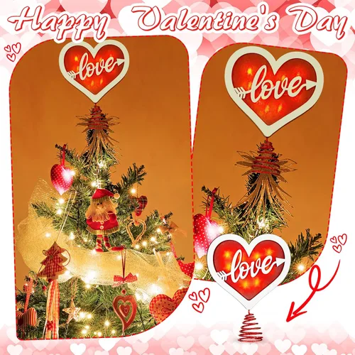 Vista 4 de Decoración para árbol de madera para el día de San Valentín Rojo
