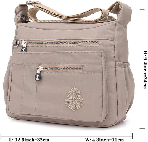 Vista 6 de Bandolera MINTEGRA para mujer de nailon, impermeable, bolsa de hombro, bolsa de mensajero, ligera, con múltiples bolsillos