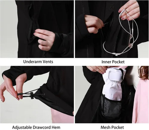 Vista 5 de PHIBEE Chaqueta de esquí transpirable impermeable para mujer