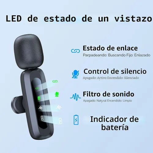 Vista 6 de Micrófono inalámbrico mini para iPhone 15/16, iPad, Android, micrófono inalámbrico Lavalier con reducción de ruido, micrófono de solapa USB C