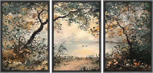 Vista 19 de SIGNWIN Lienzo enmarcado para pared, juego de arte de collage de hojas transparentes en blanco y negro, ilustraciones de naturaleza silvestre, arte