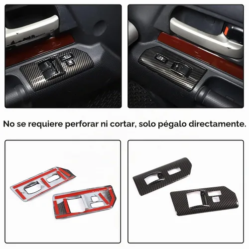 Vista 5 de Aunginsy Cubierta de panel de botón de elevación de vidrio para ventana de puerta, compatible con Toyota FJ Cruiser 2007-2021 para el reposabrazos