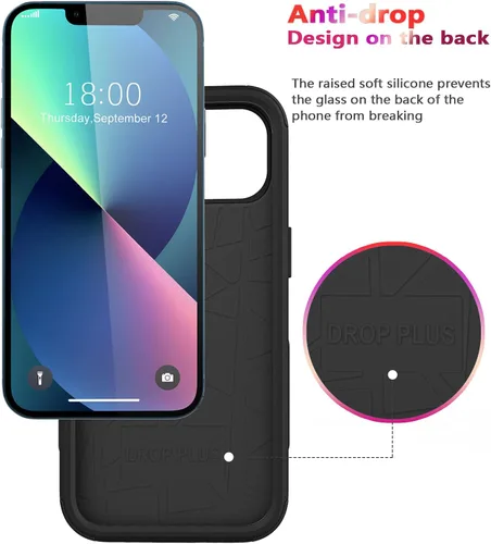 Vista 4 de Diverbox - Funda para iPhone 13 a prueba de golpes, caídas y polvo, funda de protección resistente para iPhone 13 de Apple, color negro