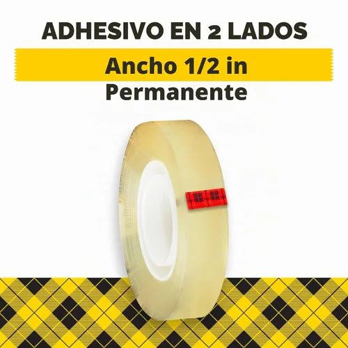 Vista 2 de Scotch Cinta adhesiva de doble cara, 1/2 x 500 pulgadas, permanente, paquete con 2 cajas (665-2)