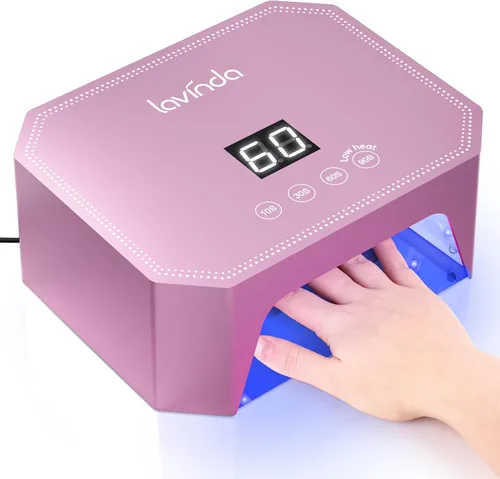 Vista 12 de Lavinda Lámpara de uñas LED UV de 54 W, luz de uñas de gel enchufable con pantalla LCD, 4 temporizadores, sensor automático, longitud de onda doble