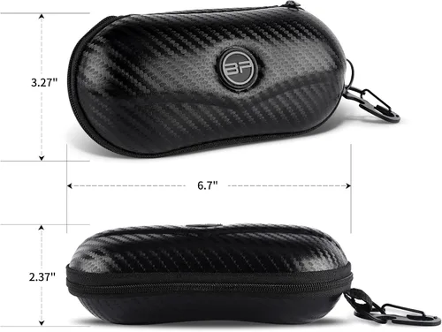 Vista 7 de BLUPOND Estuche de gafas de sol semi duro EVA Shell con gancho colgante de metal clip cinturón almacenamiento gafas de sol
