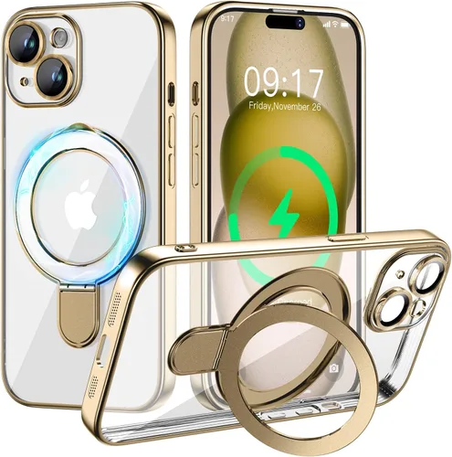 Vista 22 de Funda magnética para iPhone 14 Pro con soporte invisible [compatible con MagSafe] [protector completo de lente de cámara]