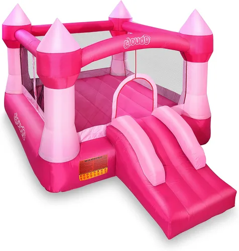 Vista 2 de Casa inflable de princesa Cloud 9, tema de castillo rosa