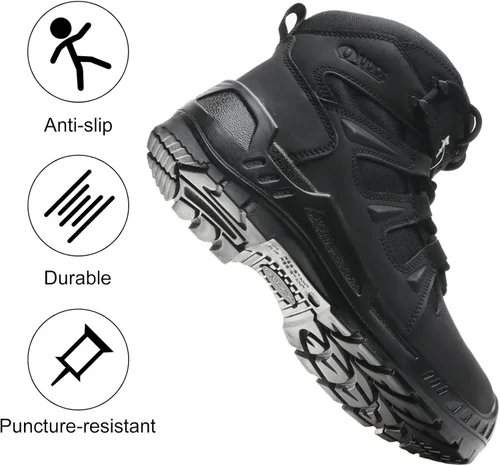 Vista 5 de Botas de trabajo con punta compuesta para hombres, zapatos de seguridad ASTM F2413, sin metal, bota antideslizante (OX4603)