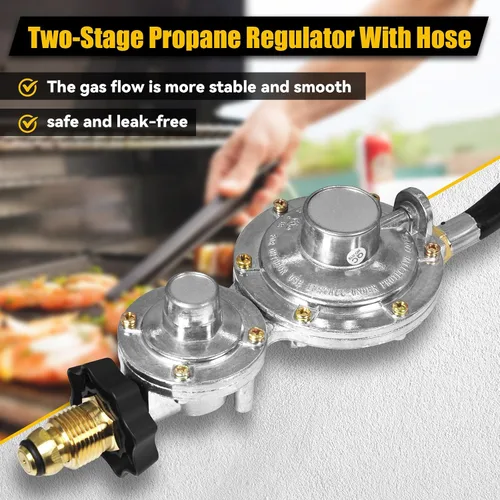 Vista 4 de Manguera de propano de 12 pies F273684 compatible con mr heater F273684 buddy heaters manguera de propano f273684 con regulador para RV, parrilla