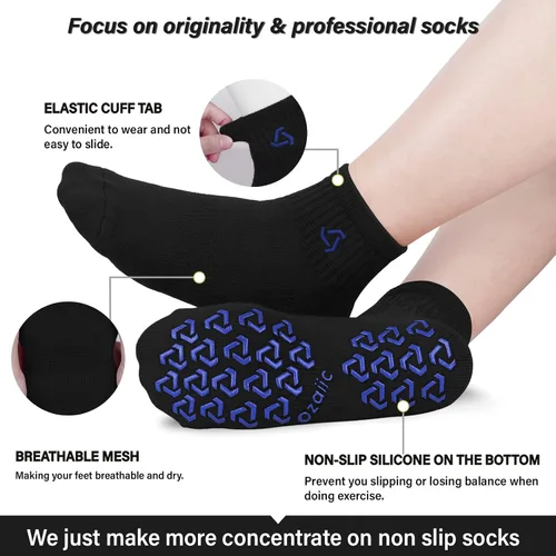 Vista 3 de Ozaiic Calcetines de agarre antideslizantes para yoga hogar entrenamiento barra pura pilates hospital calcetines de cojín ideales para hombres