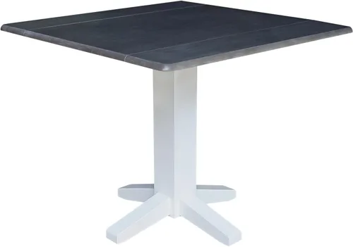 Vista 17 de IC INTERNATIONAL CONCEPTS Mesa de comedor cuadrada de madera maciza de 36 pulgadas con doble hoja, multicolor Nogal/Concha