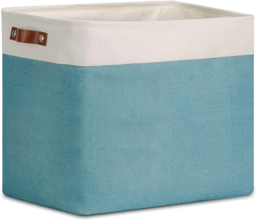 Vista 56 de DULLEMELO Cesta de almacenamiento pequeña para estantes, pequeña cesta plegable de tela rectangular para estantes, armarios, guardería, hogar Beige