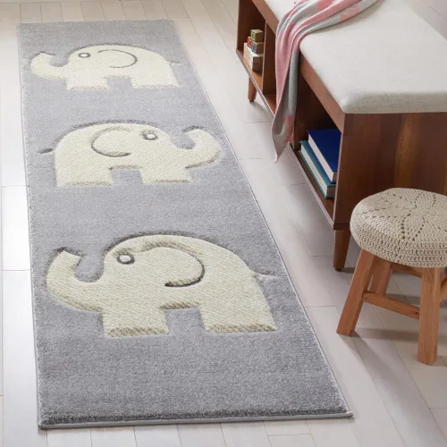 Vista 6 de SAFAVIEH Carousel Kids Collection - Alfombra decorativa de 2 x 3 pies, diseño de elefante, color gris y marfil, no desprende pelusa y de fácil