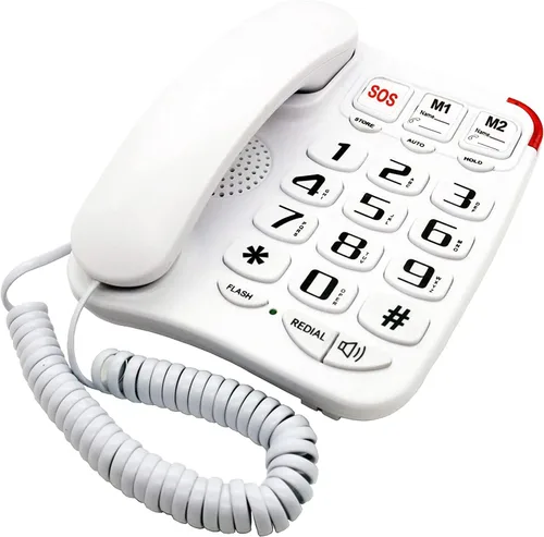 Vista 7 de Teléfono con cable de botón grande para personas mayores, teléfono amplificado grande para ancianos con altavoz, marcación rápida programable