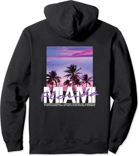 Vista 2 de Miami Florida Summer USA Pullover Hoodie