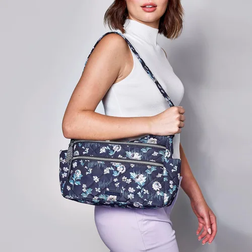 Vista 5 de Bolso tipo cartera de sarga con triple cremallera para mujer