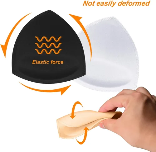 Vista 4 de 5 pares de las mujeres triángulo sujetador almohadillas insertos extraíble push up sujetador deportivo copas reemplazos para bikini top traje de baño