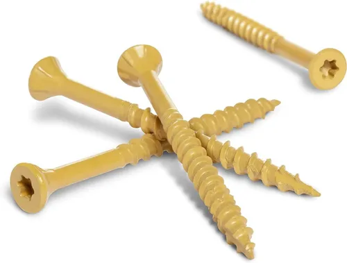 Vista 2 de Tornillos para madera #9 x 3 tornillos de rosca gruesa de 1 libra, cabeza plana estrella resistente a la oxidación con recubrimiento epoxi broca