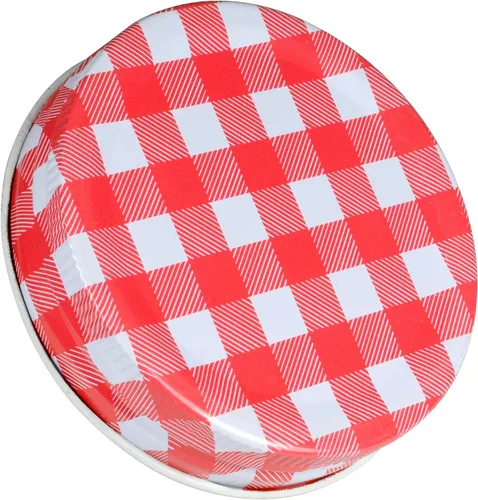 Vista 4 de Sunshine Mason Co - Tapas para tarros de una pieza, 6 piezas, color rojo a cuadros