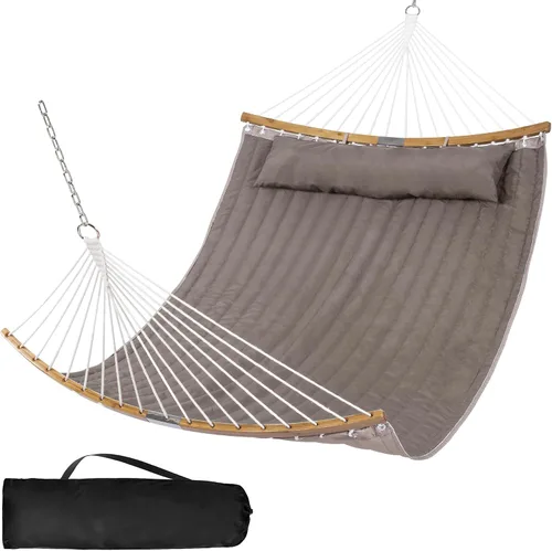Vista 14 de SUNCREAT Hamacas para colgar en el exterior, hamaca de árbol para exteriores, hamaca grande de repuesto para soporte, beige