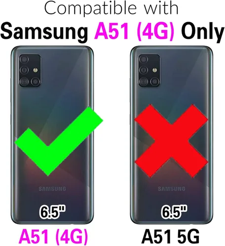 Vista 2 de Asuwish Funda para teléfono Samsung Galaxy A51 4G con protector de pantalla de vidrio templado y soporte delgado, híbrida, resistente, funda