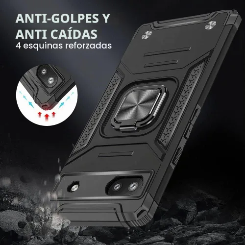 Vista 3 de HNHYGETE Funda para Pixel 6a con protector de pantalla HD, soporte giratorio de grado militar de 360° (resistente) a prueba de golpes para Google