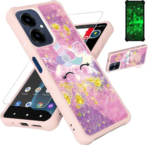 Vista 135 de jioeuinly JSF-DJS - Funda compatible con Nothing Phone 2a con protector de pantalla de vidrio templado, policarbonato duro + silicona suave, soporte