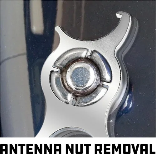 Vista 4 de Powerbuilt Llave de antena 2 en 1 – Tuerca bisel de antena de varios tamaños y herramienta de extracción de mástil para automóviles, se adapta a
