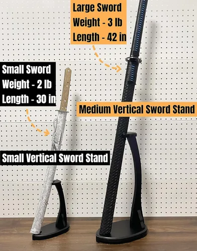 Vista 6 de Soporte de espada vertical samurái Katana Tanto soporte de exhibición forma de cisne 9.1 in / 17.3 in / 22.8 in