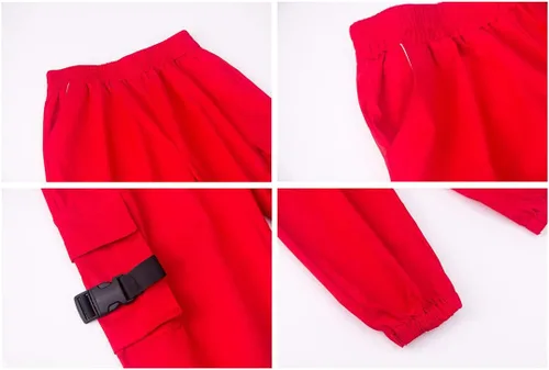 Vista 5 de Pantalones cargo de algodón para niños y niñas, sueltos, para baile de hip hop