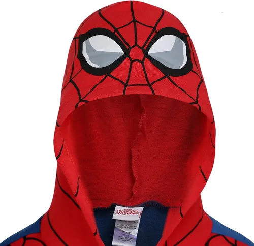 Vista 6 de Marvel Avengers Capitán América y Spiderman - Sudadera con capucha y cremallera para niños pequeños - Azul marinorojoblanco