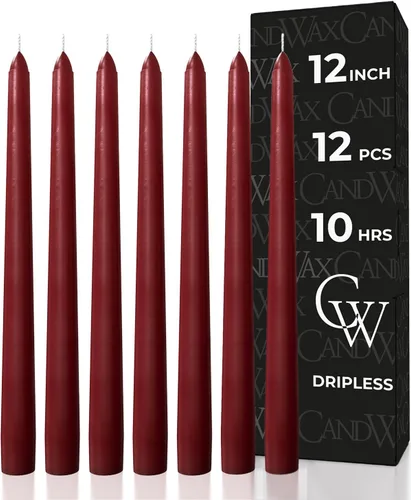 Vista 26 de CANDWAX Juego de 12 velas cónicas color naranja de 8 pulgadas, sin goteo, sin perfume, de larga duración, perfectas para fiesta de Halloween
