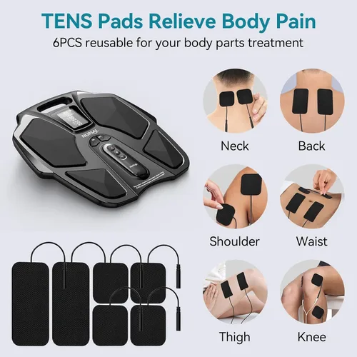 Vista 4 de NURSAL Masajeador de pies EMS para neuropatía, estimulador muscular eléctrico para circulación de pies y piernas, unidad TENS para pies con 6