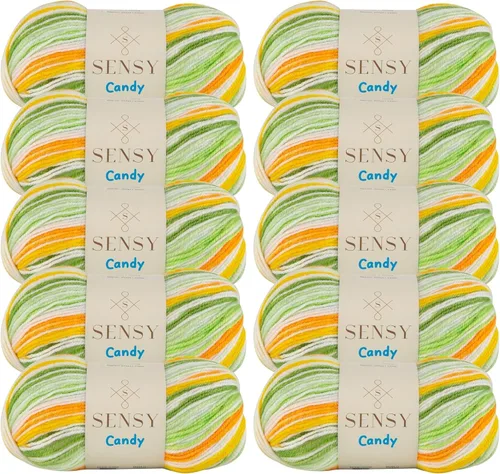 Vista 11 de Sensy Candy Yarn - Hilo de 5 madejas, 3.5 onzas, 251 yardas, multicolor para ganchillo y tejido, calibre ligero 3
