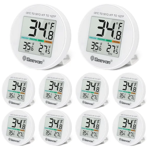 Vista 15 de Geevon Termómetro Digital Pequeño para Refrigerador Paquete de 2, IP65 Impermeable Uso Comercial y Doméstico, Función de Registro Máx/Mín
