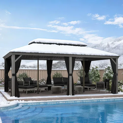 Vista 13 de PURPLE LEAF - Gazebo para exteriores de 10 x 12 pies, con sistema de drenaje