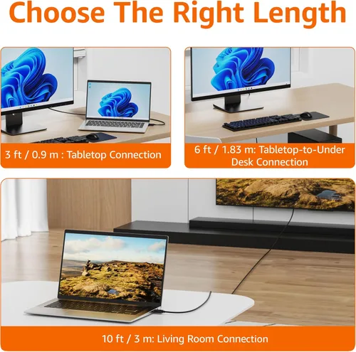 Vista 7 de Amazon Basics Cable DisplayPort a HDMI, unidireccional, chapado en oro, video y audio, 3 pies, negro