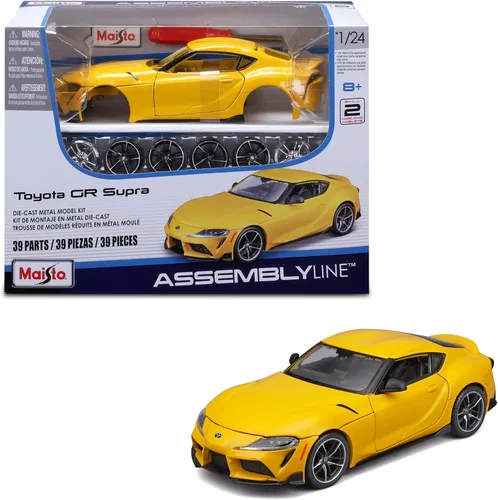 Vista 5 de Maisto 1:24 Línea de montaje 2022 Toyota Supra GR, Amarillo Metálico