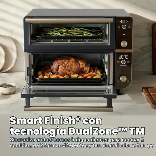 Vista 3 de Ninja Double Oven Pro Smart XL - Horno de encimera y freidora de aire Capacidad de 30.2 cuartos de galón 12 en 1 con acabado inteligente