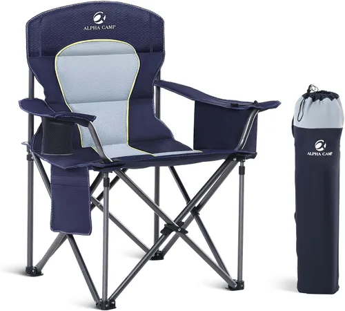 Vista 14 de LET'S CAMP - Silla de camping plegable de gran tamaño, resistente, acolchada, para exteriores, con soporte para tazas, capacidad de peso de 450