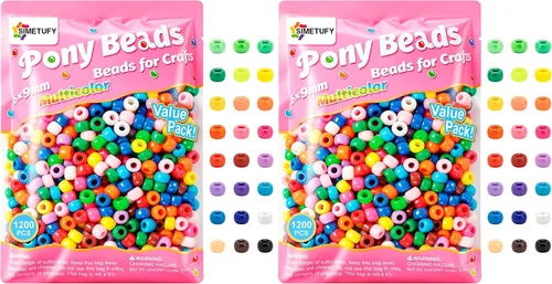 Vista 15 de 3600 cuentas de poni a granel, 24 colores surtidos, cuentas de plástico arcoíris para trenzar el cabello, pulseras de amistad, manualidades