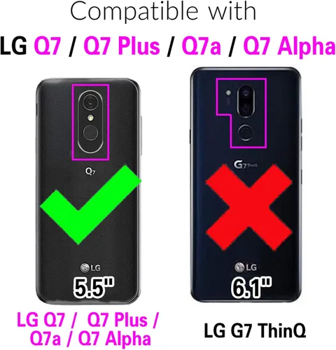 Vista 2 de Asuwish Compatible con LG Q7 Q7+ Plus 7Q Alpha Wallet Case Protector de pantalla de vidrio templado y funda de cuero con tapa para tarjetero