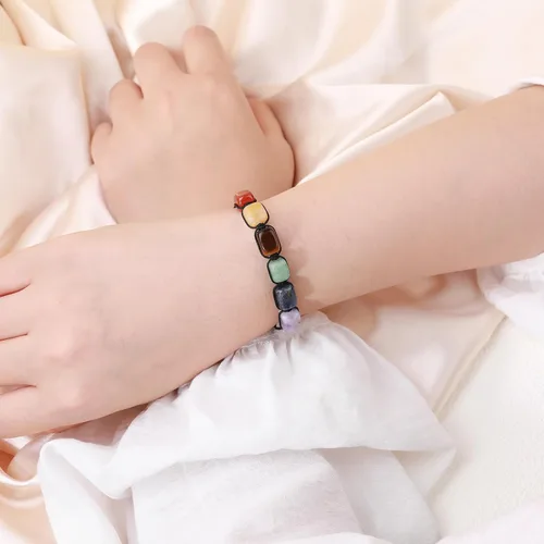 Vista 5 de Pulseras de 7 chakras, piedras naturales, piedras preciosas curativas, pulseras de cristales curativos para mujeres y hombres, pulseras de joyería